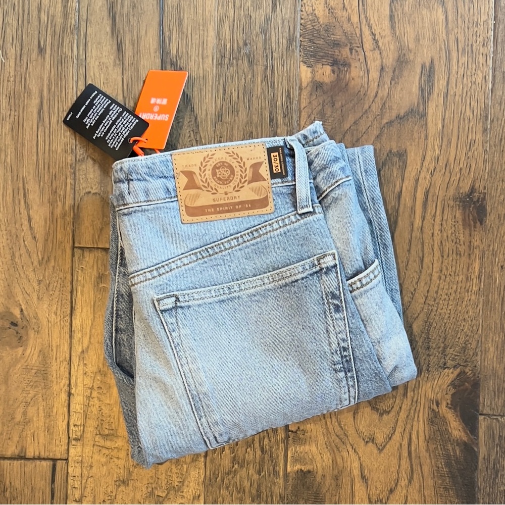 SuperDry Men’s Tailored Straight Jean in Beak Beat Up Blue - Picture 10 of 12